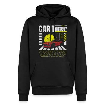Auto Mechaniker Treffen Garage - Männer Premium Bio Hoodie - Schwarz - Vorne - Nico (187cm)