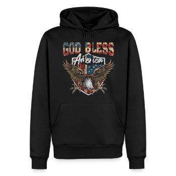 Amerika Flagge Adler Amerikanisch - Männer Premium Bio Hoodie - Schwarz - Vorne - Nico (187cm)