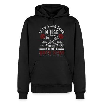 Chanteur de musique rock - Sweat à capuche Premium bio Homme - noir - Devant - Nico (187cm)