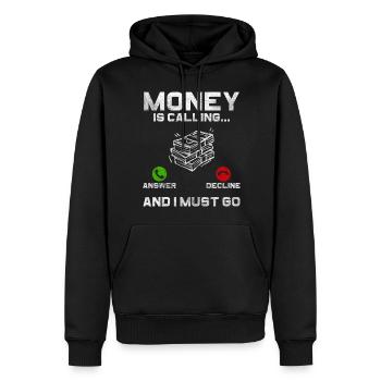 Argent Vie Or - Sweat à capuche Premium bio Homme - noir - Devant - Nico (187cm)