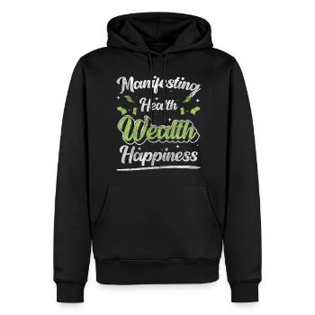 Geld Vermögen Glück - Männer Premium Bio Hoodie - Schwarz - Vorne - Nico (187cm)