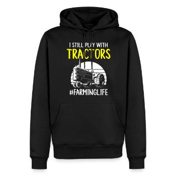 L’écurie des agriculteurs proteste - Sweat à capuche Premium bio Homme - noir - Devant - Nico (187cm)