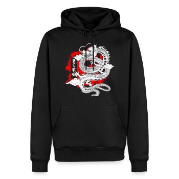 Culture créatures mythiques mythologie koi - Sweat à capuche Premium bio Homme - noir - Devant - Nico (187cm)