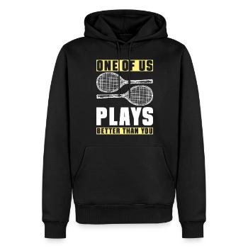 Raquette de tennis Service de revers - Sweat à capuche Premium bio Homme - noir - Devant - Nico (187cm)