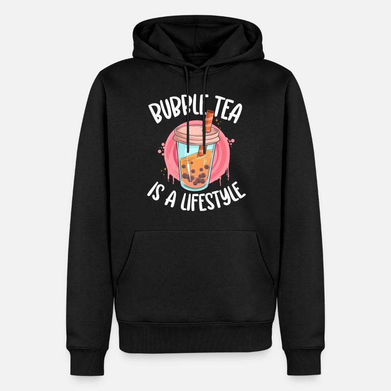 Boba Drink Anime Paille - Sweat à capuche Premium bio Homme - noir