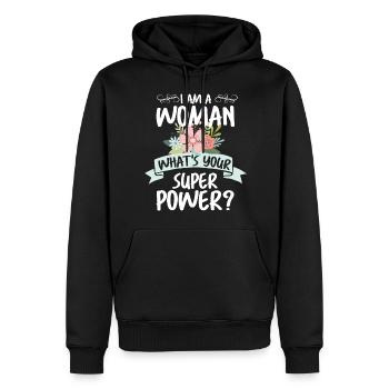 Célébration féministe des femmes - Sweat à capuche Premium bio Homme - noir - Devant - Nico (187cm)