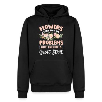 Cadeau floral Green Thumb Couple - Sweat à capuche Premium bio Homme - noir - Devant - Nico (187cm)
