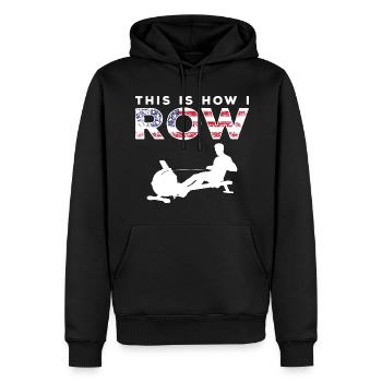 Rameur Rameur - Sweat à capuche Premium bio Homme - noir - Devant - Nico (187cm)