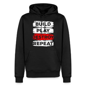 Blocs de serrage Souvenirs d’enfance - Sweat à capuche Premium bio Homme - noir - Devant - Nico (187cm)