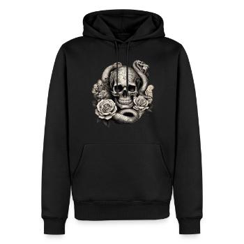 Totenschädel Tod Vintage Rocker - Männer Premium Bio Hoodie - Schwarz - Vorne - Nico (187cm)