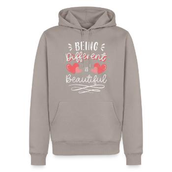 Einzigartig Individuell Besonderes - Männer Premium Bio Hoodie - Taupe - Vorne - Nico (187cm)