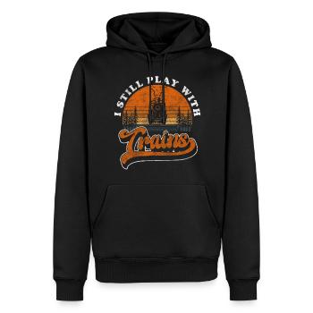 Modelleisenbahn Eisenbahner Tradition Gleise - Männer Premium Bio Hoodie - Schwarz - Vorne - Nico (187cm)