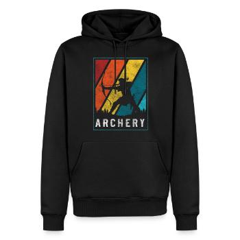 Tir à l’arc sur cible - Sweat à capuche Premium bio Homme - noir - Devant - Nico (187cm)