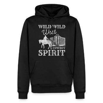 Cowboy shérif Vintage Costumé Soirée - Sweat à capuche Premium bio Homme - noir - Devant - Nico (187cm)