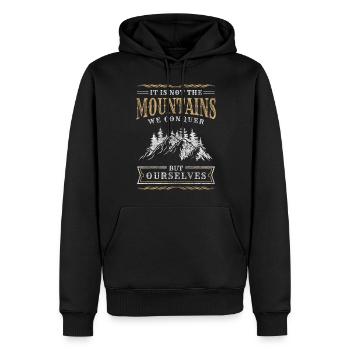 Kletterer Gipfel Bergsport Karabiner - Männer Premium Bio Hoodie - Schwarz - Vorne - Nico (187cm)
