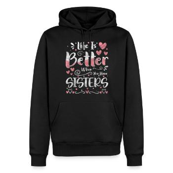 Frère ou sœur Amour Petit frère ensemble Crise - Sweat à capuche Premium bio Homme - noir - Devant - Nico (187cm)