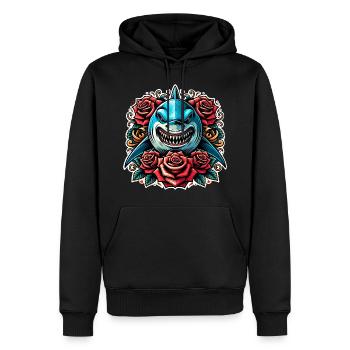 Requin - Sweat à capuche Premium bio Homme - noir - Devant - Nico (187cm)