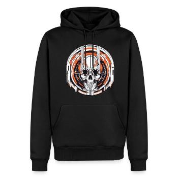 Techno Hardstyle Electro Robotik - Männer Premium Bio Hoodie - Schwarz - Vorne - Nico (187cm)