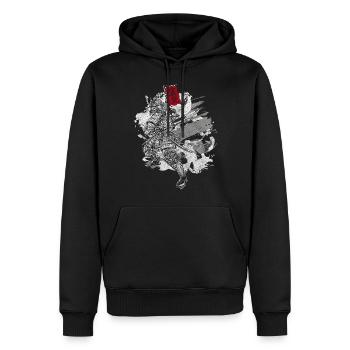 Asia Samurai Legends Aikido - Men’s Premium Organic Hoodie - black - Front - Nico (187cm)