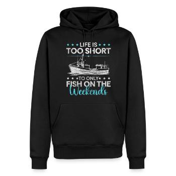 Pêcheur Pêcheur Truite - Sweat à capuche Premium bio Homme - noir - Devant - Nico (187cm)