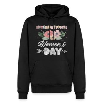 Célébrations du pouvoir des femmes - Sweat à capuche Premium bio Homme - noir - Devant - Nico (187cm)