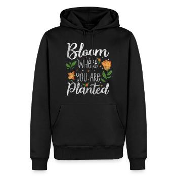 Parfum floral Bouquet d’amour - Sweat à capuche Premium bio Homme - noir - Devant - Nico (187cm)