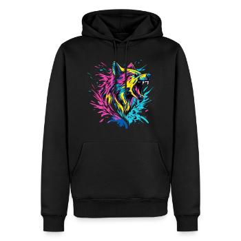 Wolf Wolf Head Predator Forest Nature Wilderness Colorful - Men’s Premium Organic Hoodie - black - Front - Nico (187cm)