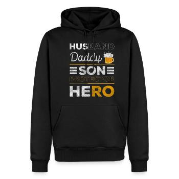 Cadeau d’anniversaire pour homme - Sweat à capuche Premium bio Homme - noir - Devant - Nico (187cm)