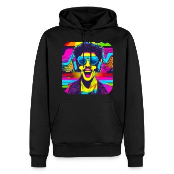 80er Party Vintage Mottoparty - Männer Premium Bio Hoodie - Schwarz - Vorne - Nico (187cm)