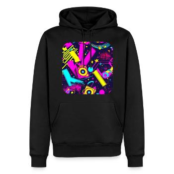 80er Neon Style Vintage Remix - Männer Premium Bio Hoodie - Schwarz - Vorne - Nico (187cm)