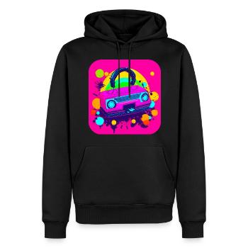 80er Retro Radio Star Nostalgie - Männer Premium Bio Hoodie - Schwarz - Vorne - Nico (187cm)
