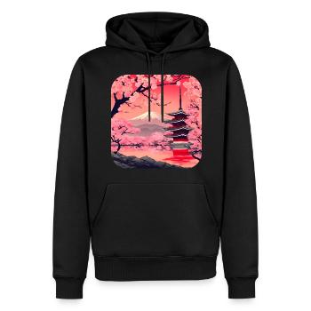 Asie Cherry Blossom Temple Vacances - Sweat à capuche Premium bio Homme - noir - Devant - Nico (187cm)