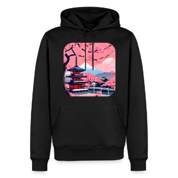 Japon Tour du Monde Temples Culture - Sweat à capuche Premium bio Homme - noir - Devant - Nico (187cm)