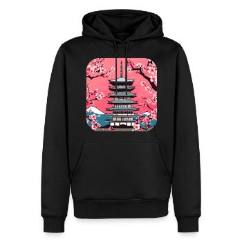 Asie Vacances Temple Relax - Sweat à capuche Premium bio Homme - noir - Devant - Nico (187cm)