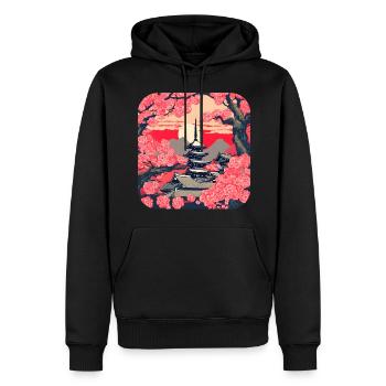 Temples, Japon, Culture Tour du Monde - Sweat à capuche Premium bio Homme - noir - Devant - Nico (187cm)
