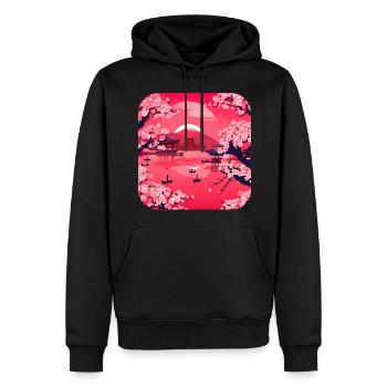 Tour du monde en Asie Temple Relax - Sweat à capuche Premium bio Homme - noir - Devant - Nico (187cm)