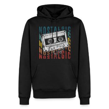 Kassette Radio 80er Vintage Kindheit - Männer Premium Bio Hoodie - Schwarz - Vorne - Nico (187cm)