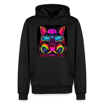 Néon UV Motif Festival Style tendance - Sweat à capuche Premium bio Homme - noir - Devant - Nico (187cm)