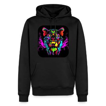 Neon Cyberglow UV Abstrakt Style - Männer Premium Bio Hoodie - Schwarz - Vorne - Nico (187cm)