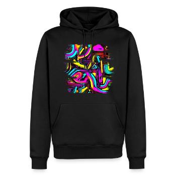 Neon Design Abstrakt UV House Style - Männer Premium Bio Hoodie - Schwarz - Vorne - Nico (187cm)