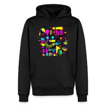 Néon Créatif Cyberglow Style Moderne - Sweat à capuche Premium bio Homme - noir - Devant - Nico (187cm)