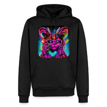 Neon Cyberglow UV Abstrakt Style - Männer Premium Bio Hoodie - Schwarz - Vorne - Nico (187cm)