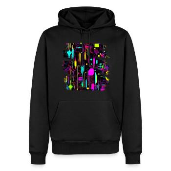 Neon Farben Bunt Kreativ Style Glow - Männer Premium Bio Hoodie - Schwarz - Vorne - Nico (187cm)