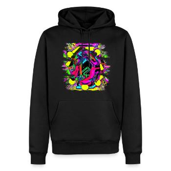 Neon Bunt Innovativ Party Stil - Männer Premium Bio Hoodie - Schwarz - Vorne - Nico (187cm)