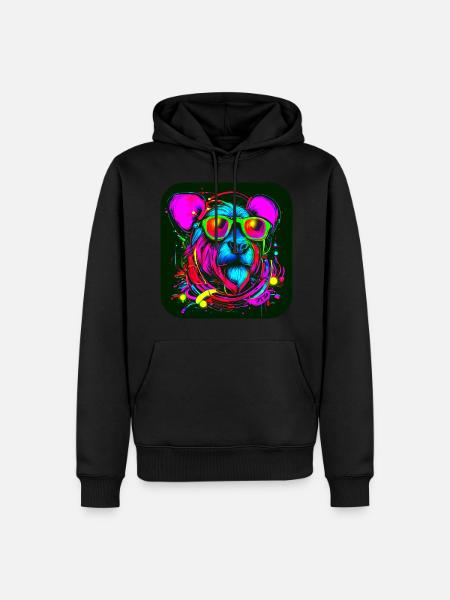 Style néon ours enseigne néon Glow - Sweat à capuche Premium bio Homme - noir