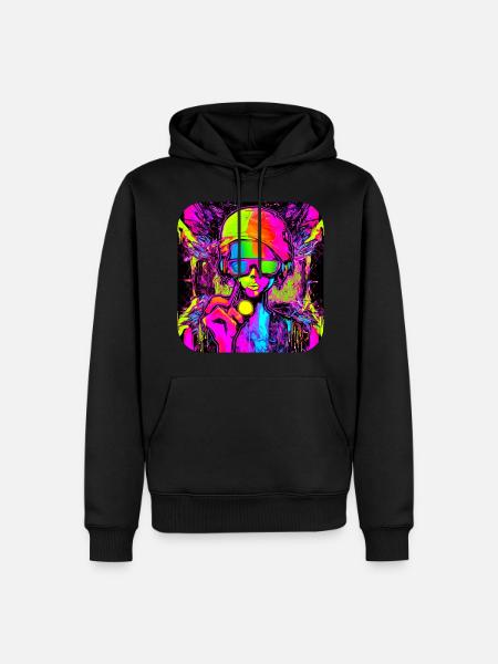 Neon Farben Bunt Kreativ Style Glow - Männer Premium Bio Hoodie - Schwarz