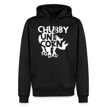 Rhino Chubby Unicorn - Men’s Premium Organic Hoodie - black - Front - Nico (187cm)