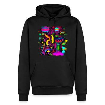 Néon fluorescent UV Electro Music Party - Sweat à capuche Premium bio Homme - noir - Devant - Nico (187cm)
