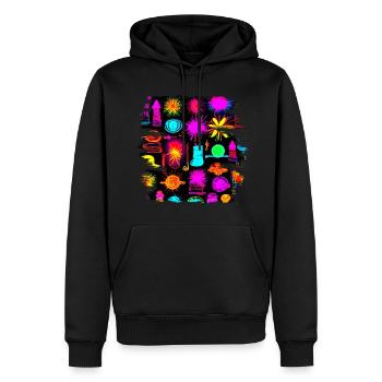 Néon coloré Glow Party Electro - Sweat à capuche Premium bio Homme - noir - Devant - Nico (187cm)