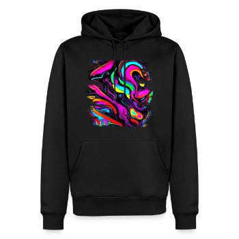 Neon Farben Bunt Kreativ Style Glow - Männer Premium Bio Hoodie - Schwarz - Vorne - Nico (187cm)
